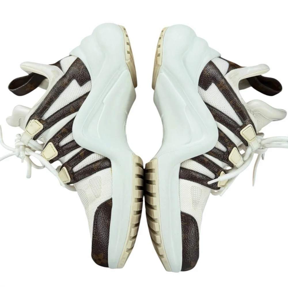 Louis Vuitton Archlight Sneakers Monogram White Brown Size 38